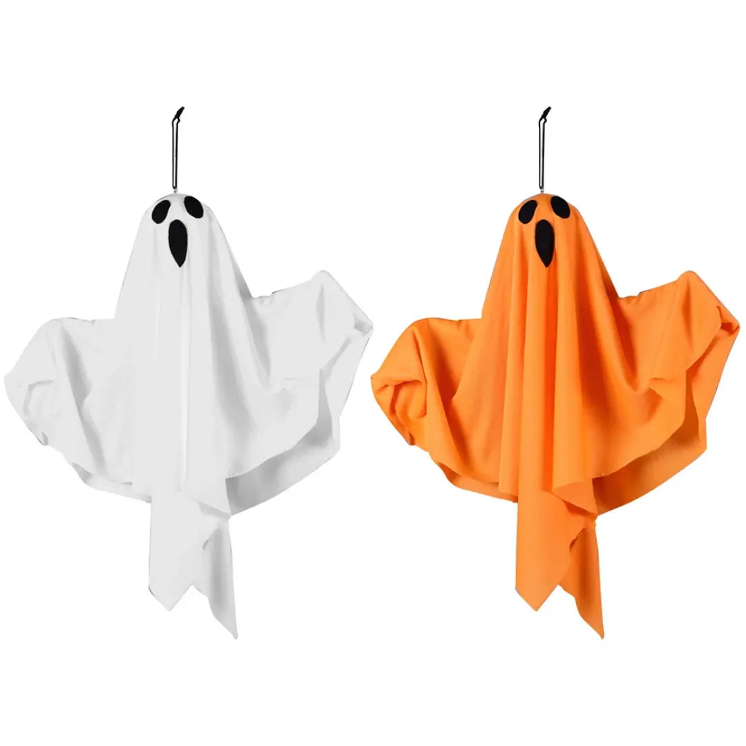 Halloween-lysende hvidt spøgelse - LED-hængende dekoration med lyskæder