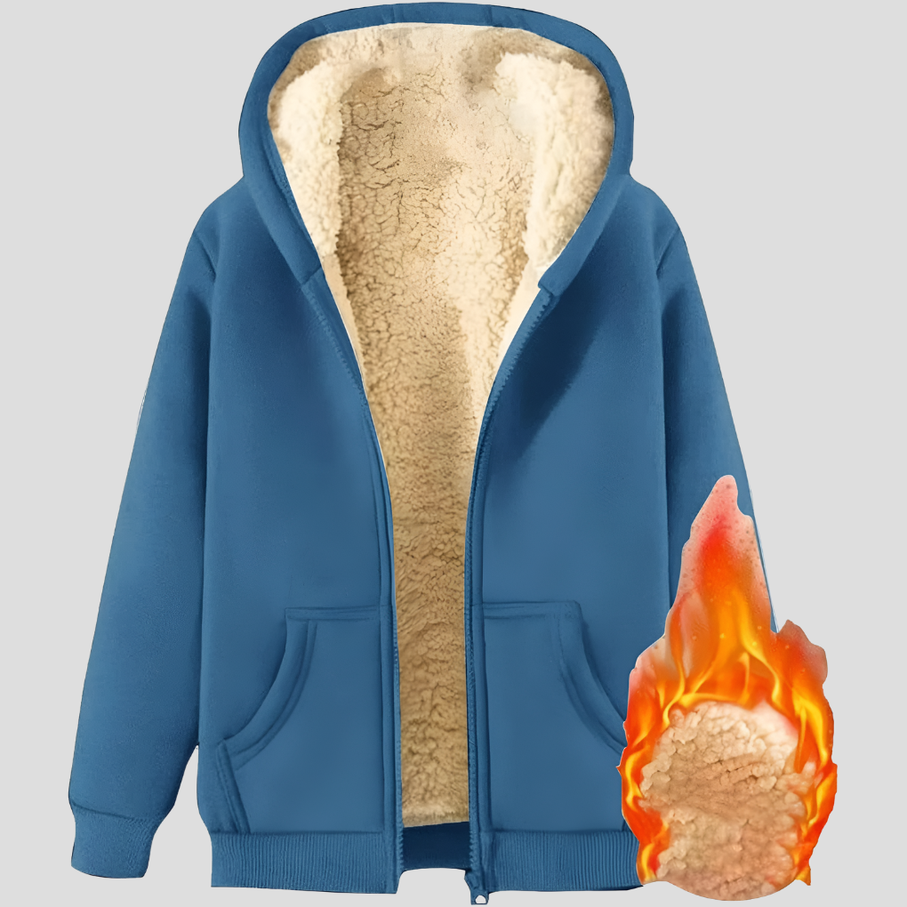 Varm, fleeceforet vinterhættetrøje til mænd