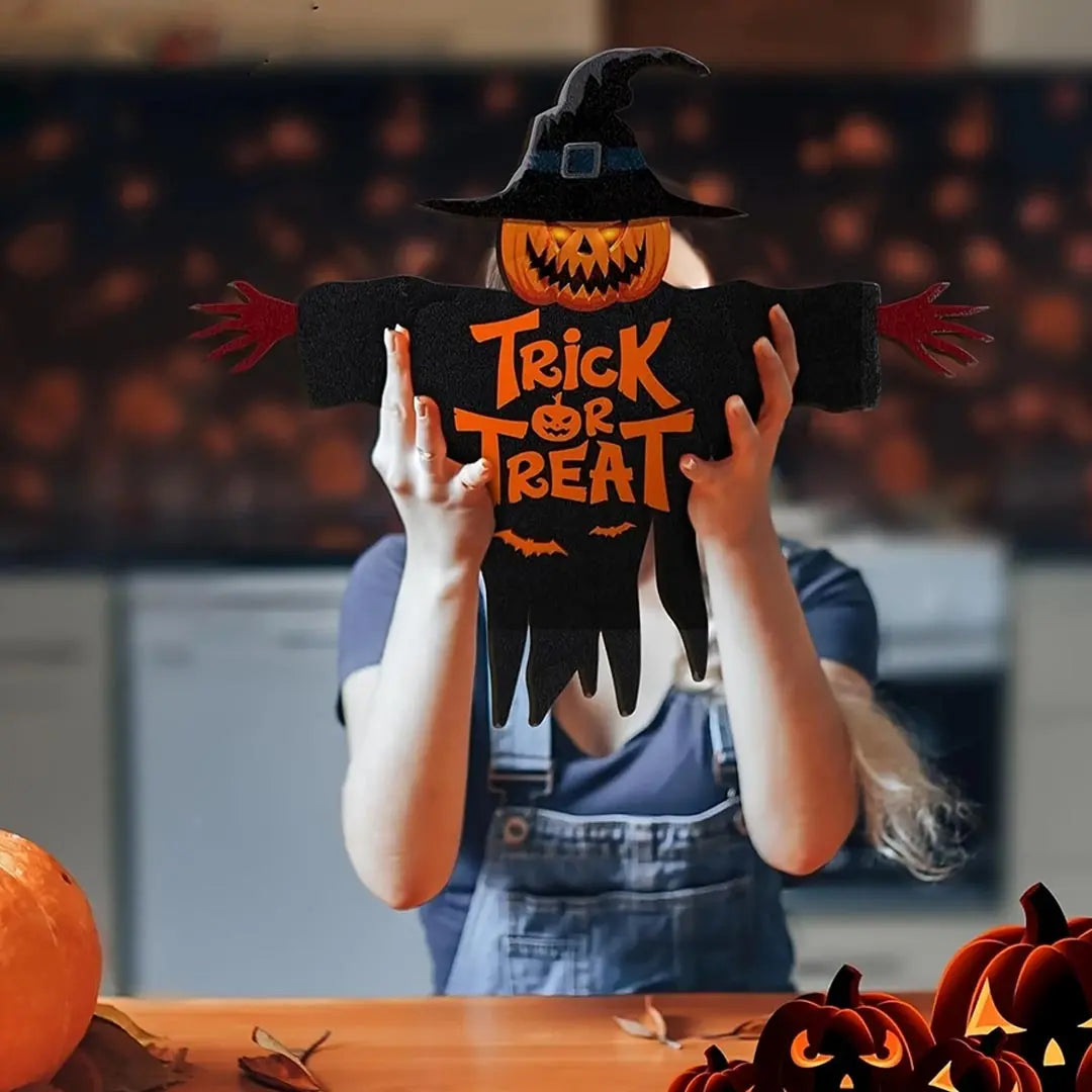 2D Halloween-skilt i træ med Trick-or-Treat
