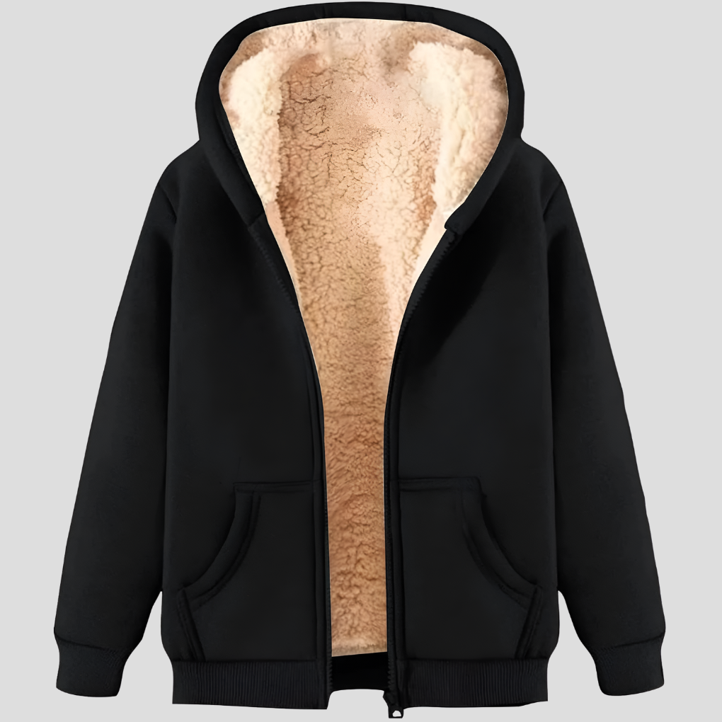 Varm, fleeceforet vinterhættetrøje til mænd