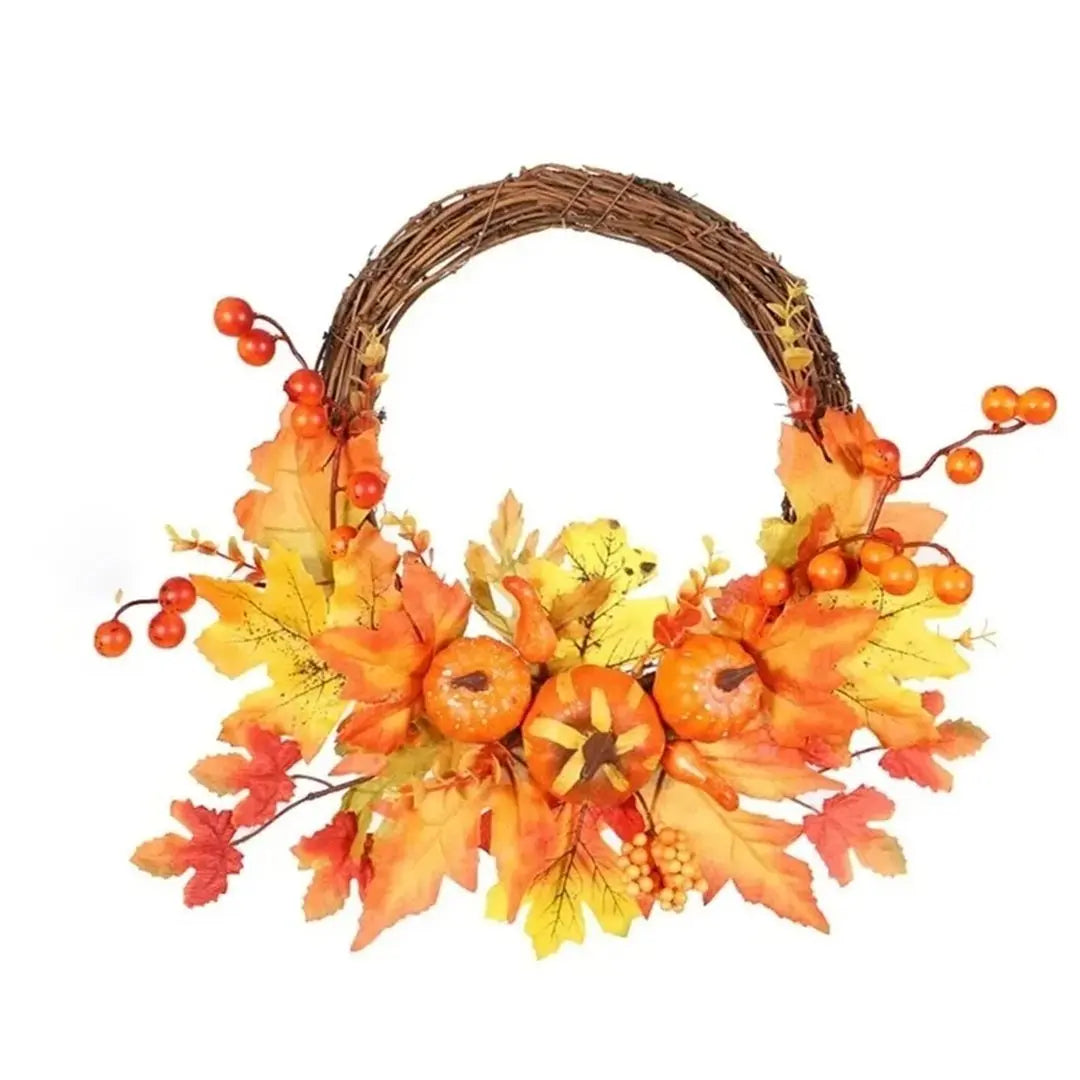 Autumn harvest græskar ahornblad krans - efterårsdørdekoration