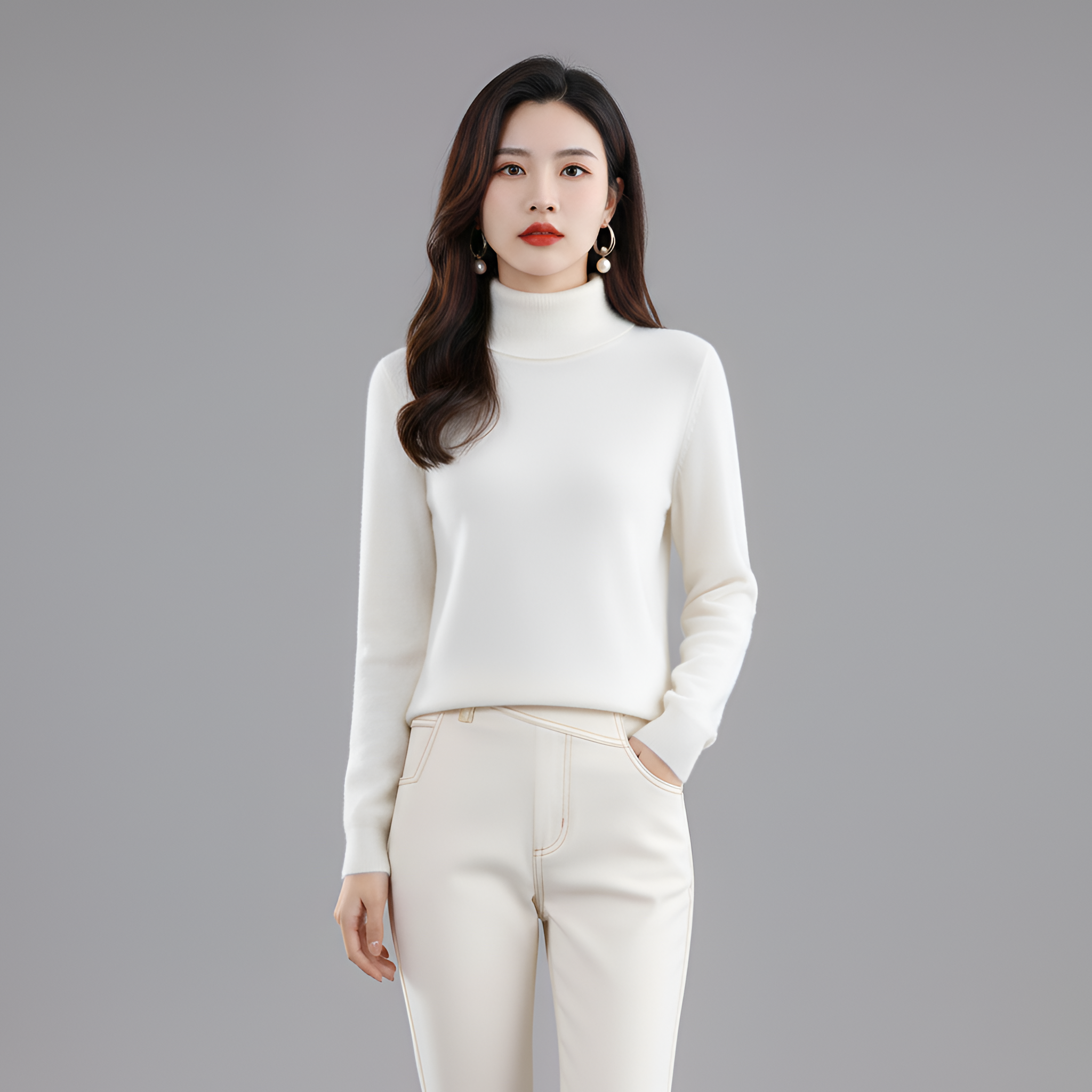 Jersey de cuello alto de cachemira de lujo para mujer - Elena