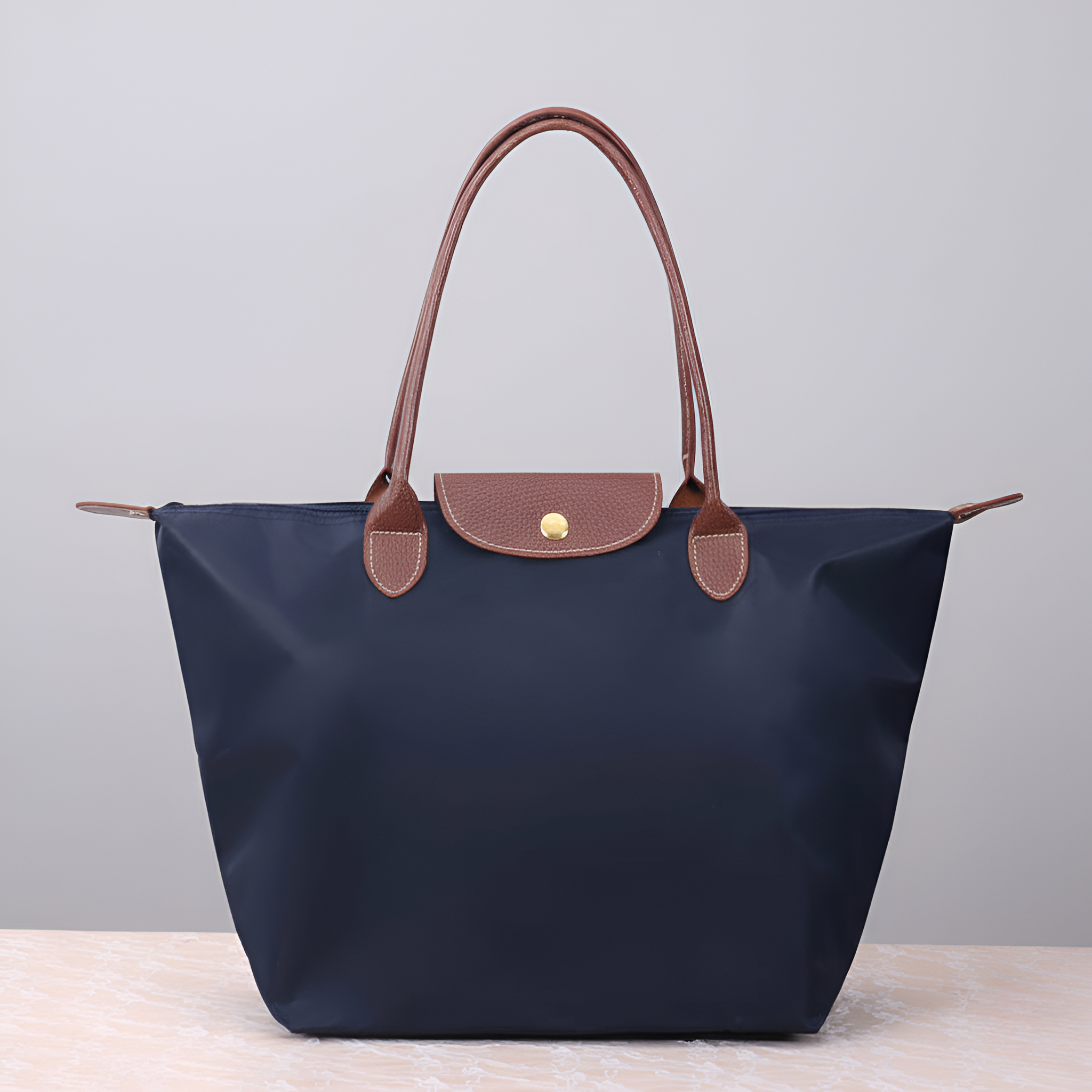 Geantă de cumpărături pentru doamne din nailon cu mânere din piele