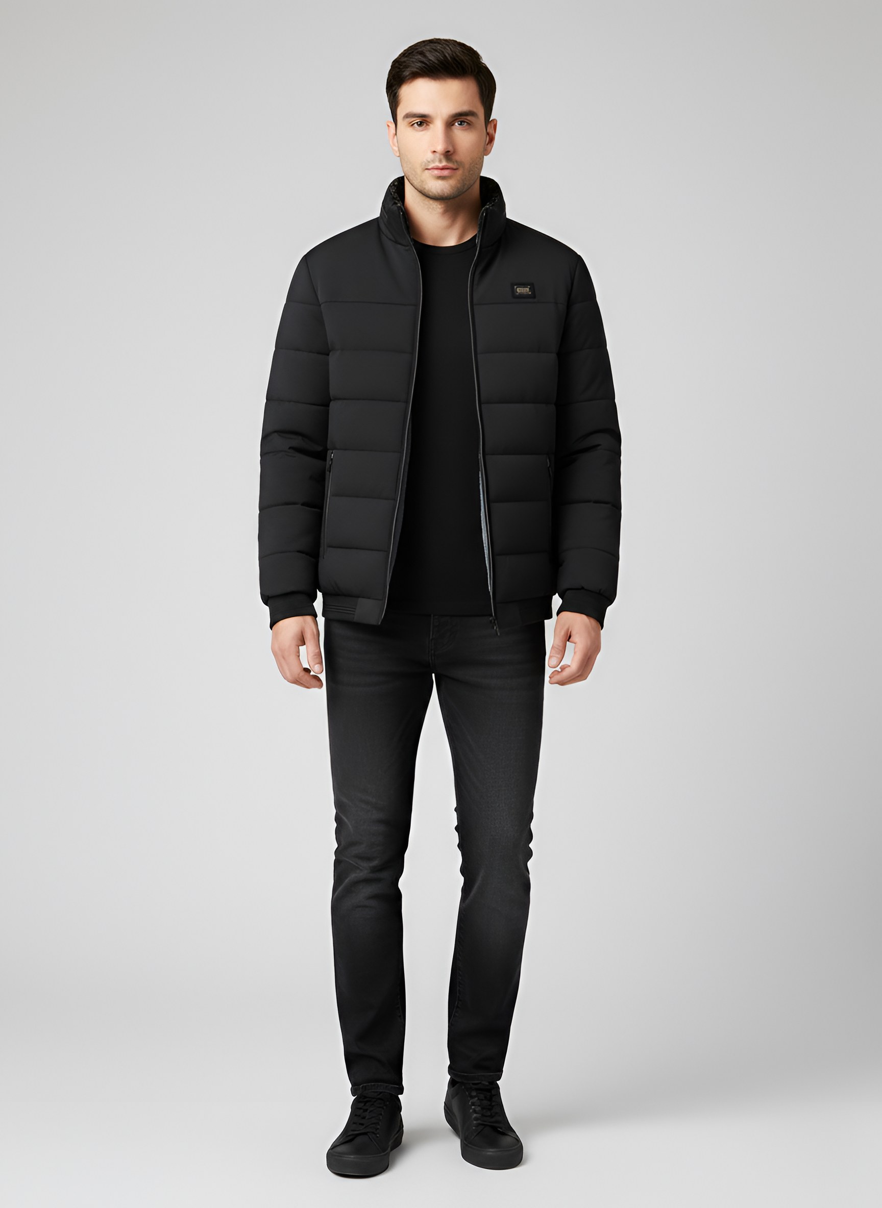 Herre vinterjakke med foring og lynlås