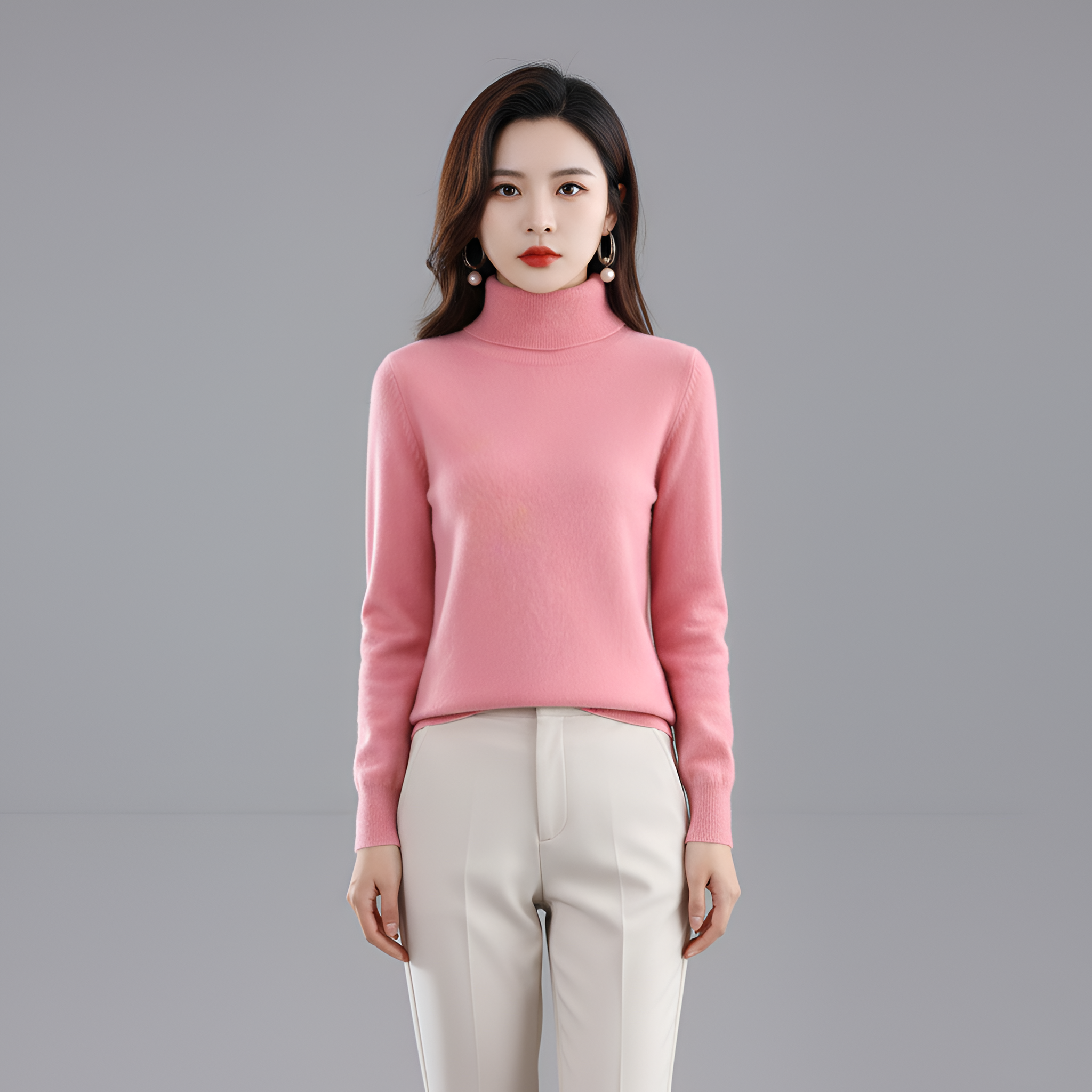 Jersey de cuello alto de cachemira de lujo para mujer - Elena