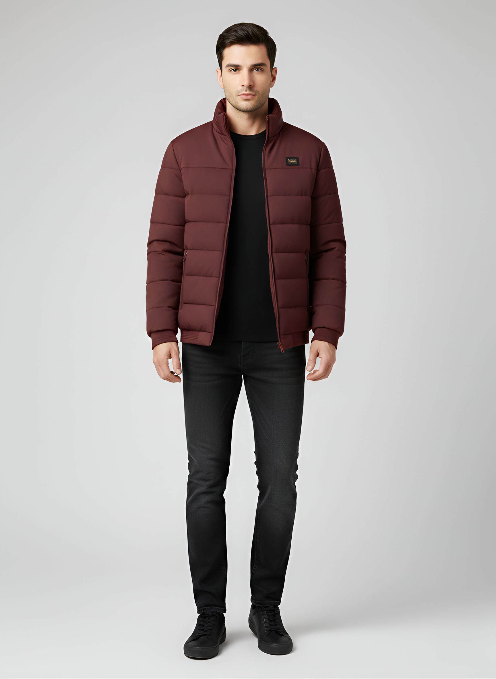 Herre vinterjakke med foring og lynlås