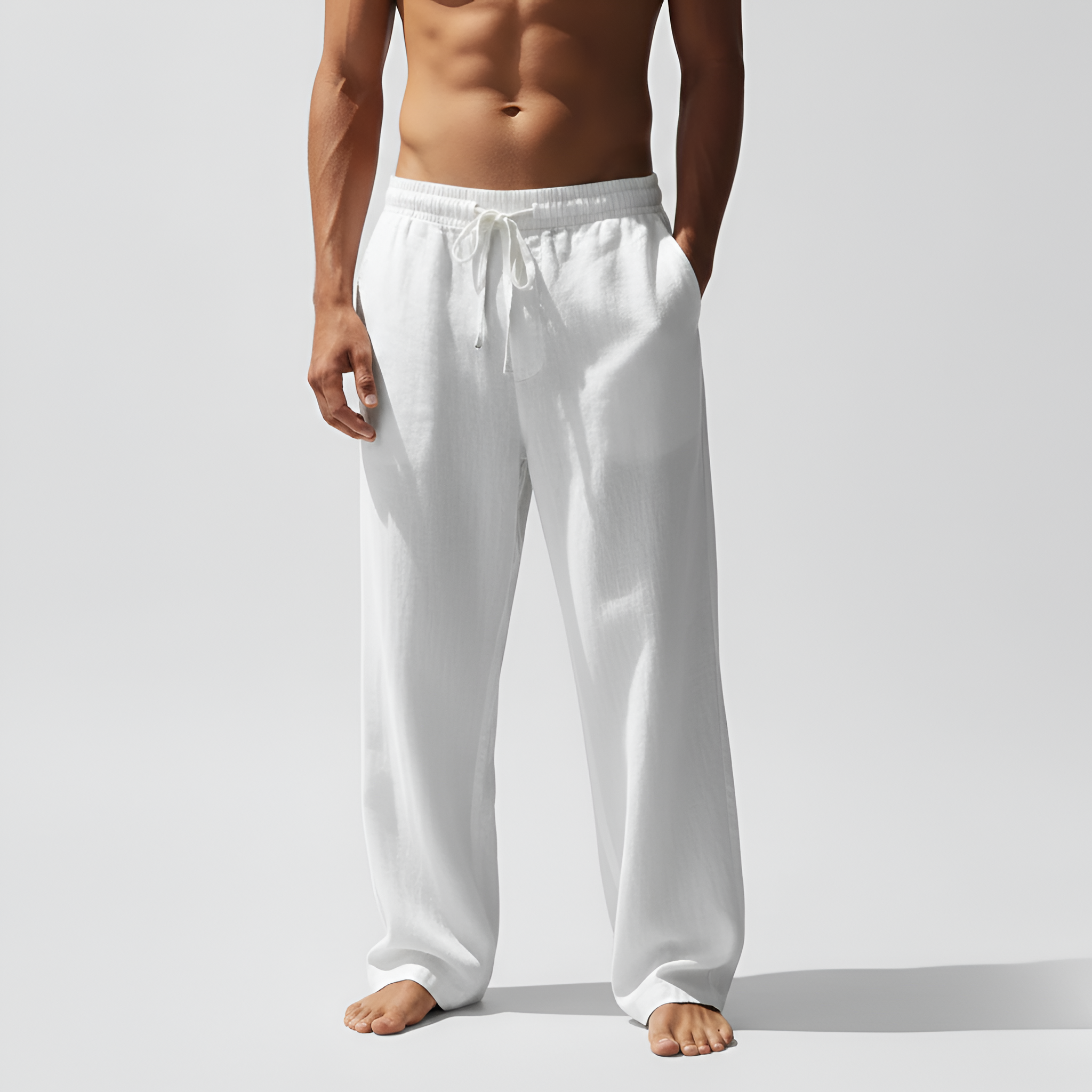 Herre hørbukser med elastisk talje og snøre – lette og afslappede sommerbukser