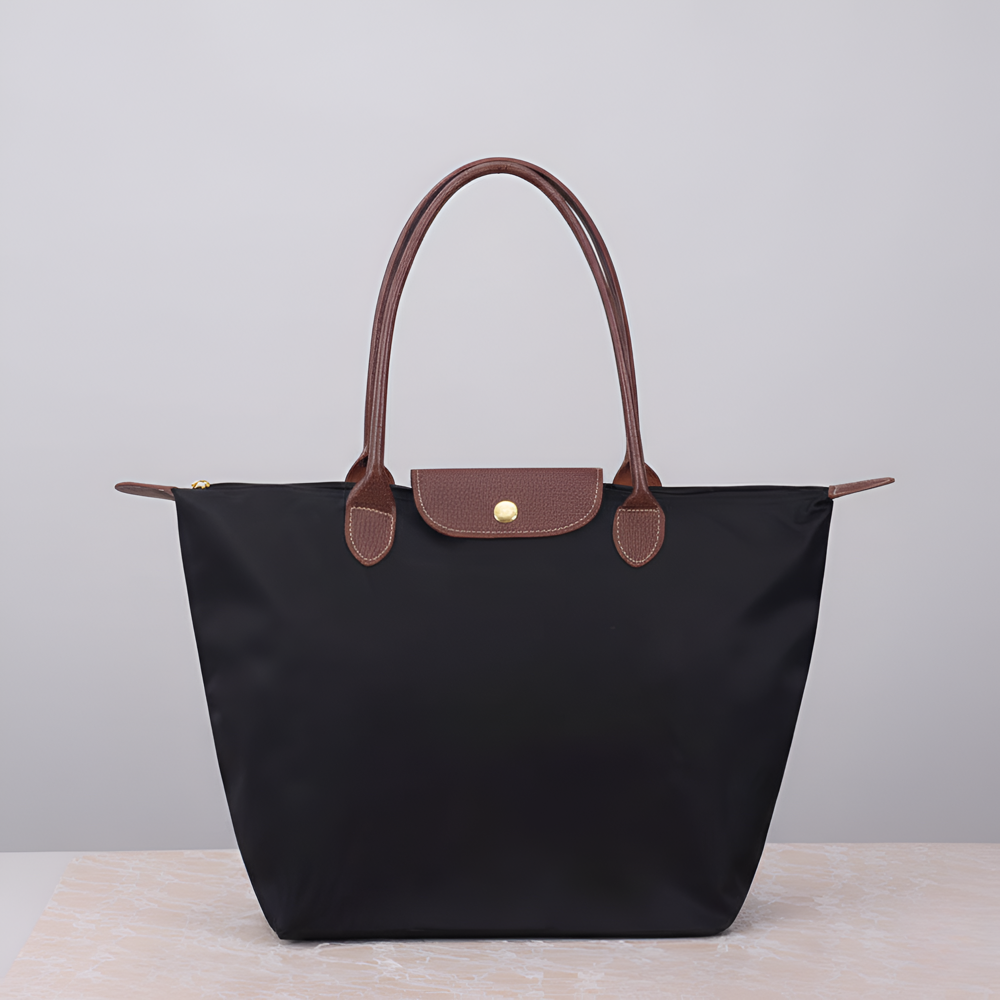 Geantă de cumpărături pentru doamne din nailon cu mânere din piele