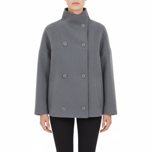 Chic kort frakke med høj hals til kvinder