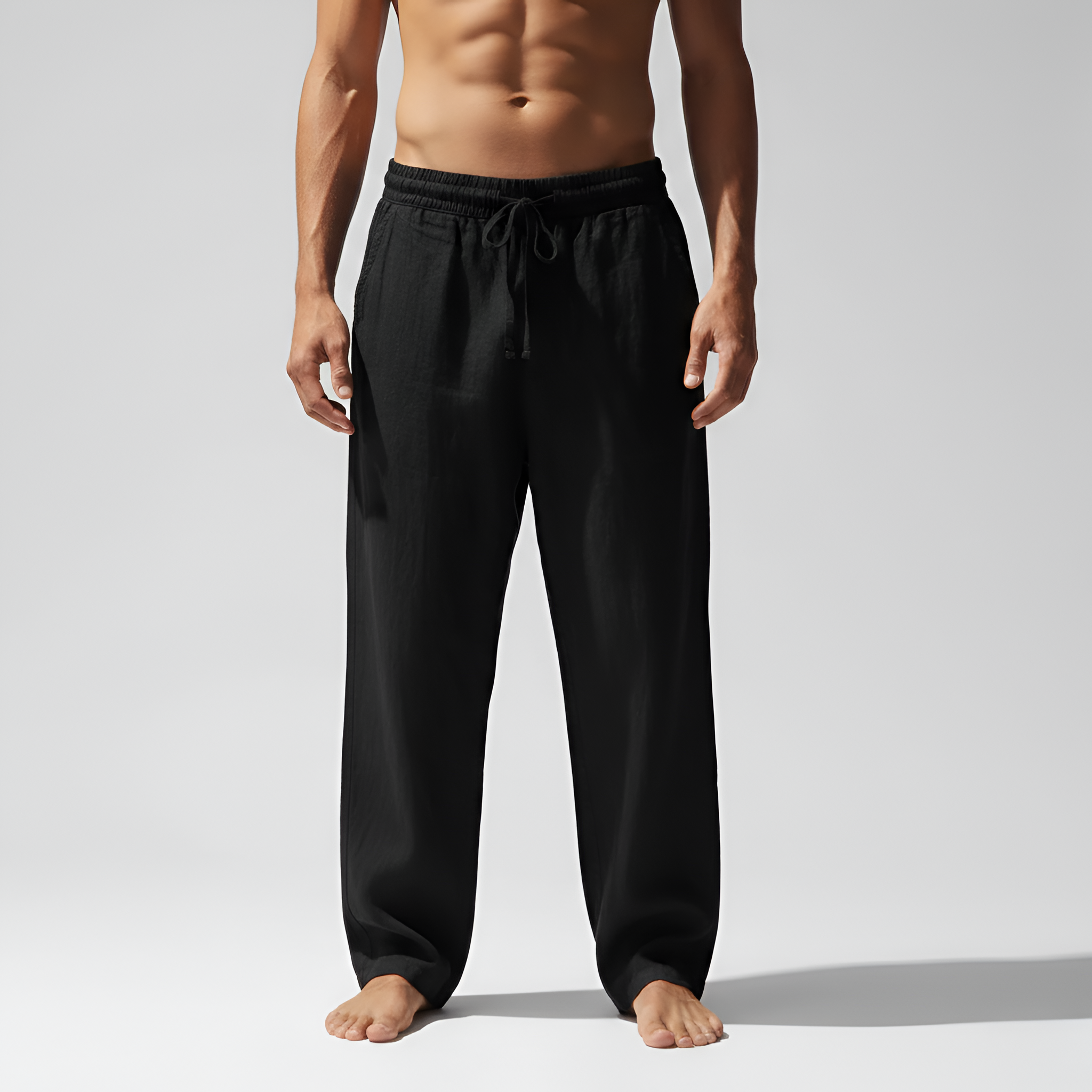 Herre hørbukser med elastisk talje og snøre – lette og afslappede sommerbukser