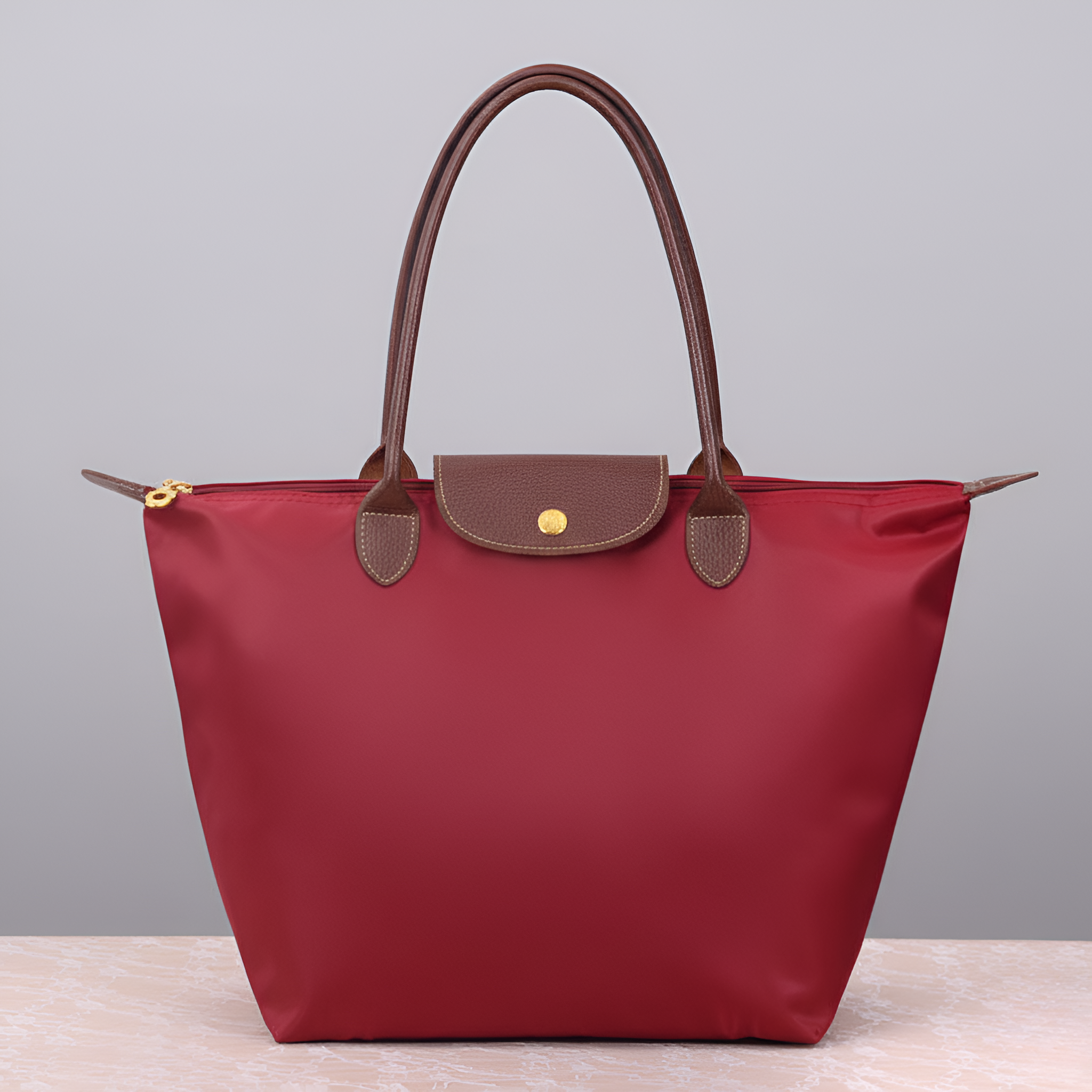 Geantă de cumpărături pentru doamne din nailon cu mânere din piele