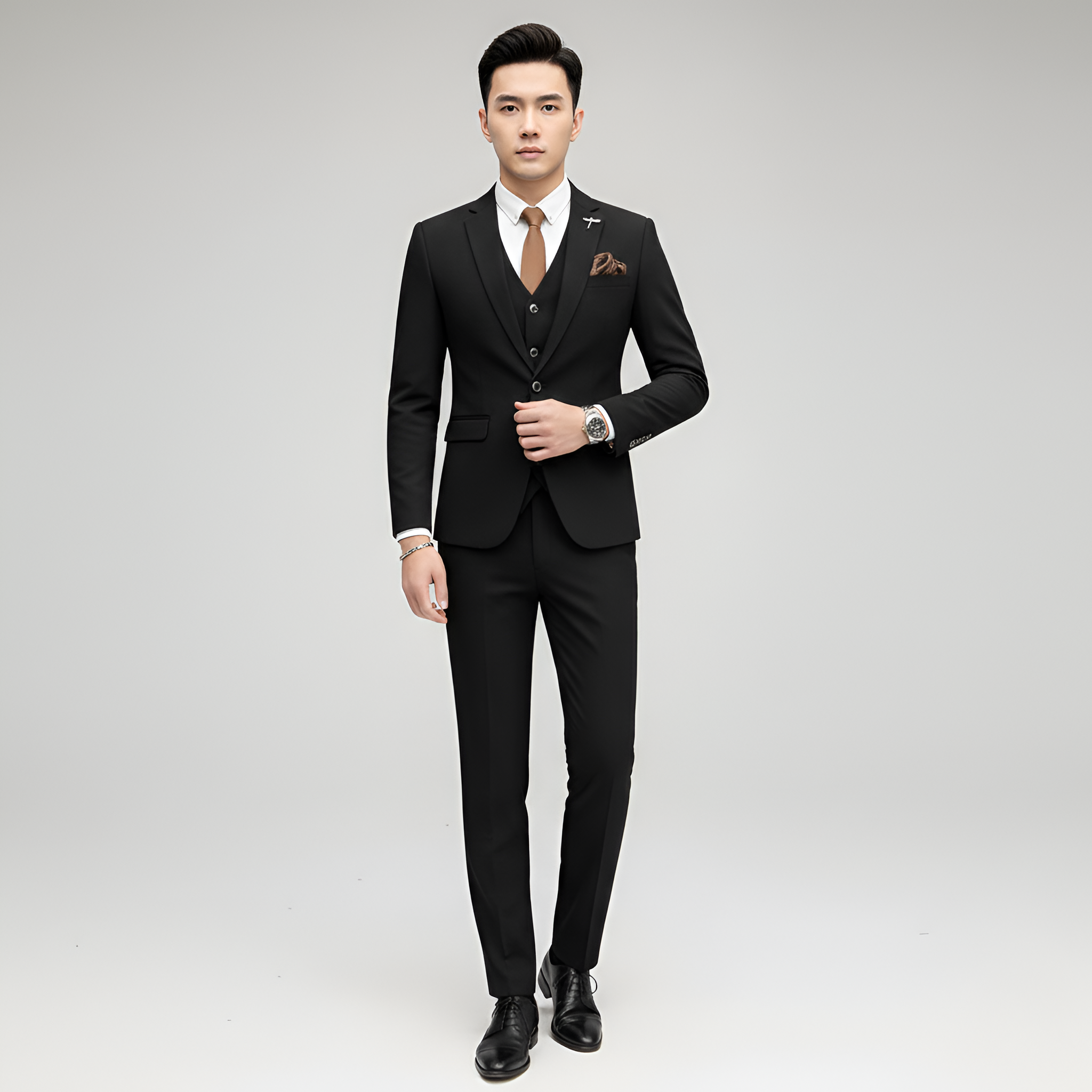 Herre tredelt jakkesæt med blazer, vest og bukser