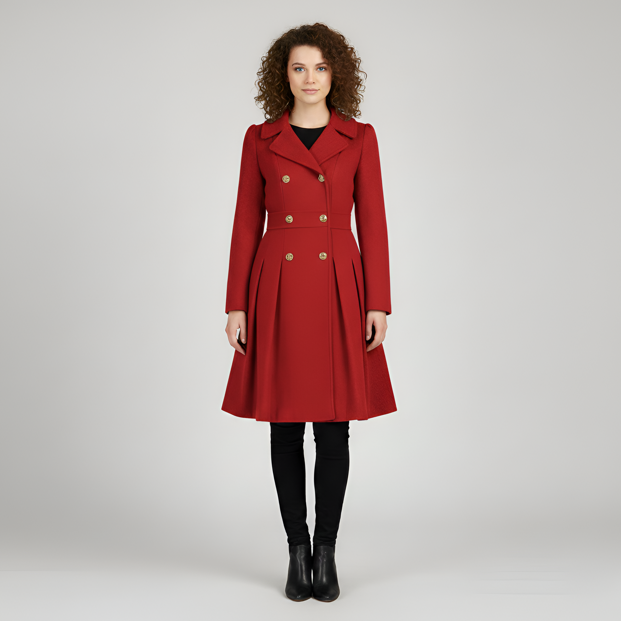 Dame trenchcoat med bælte og dobbeltknaplukning