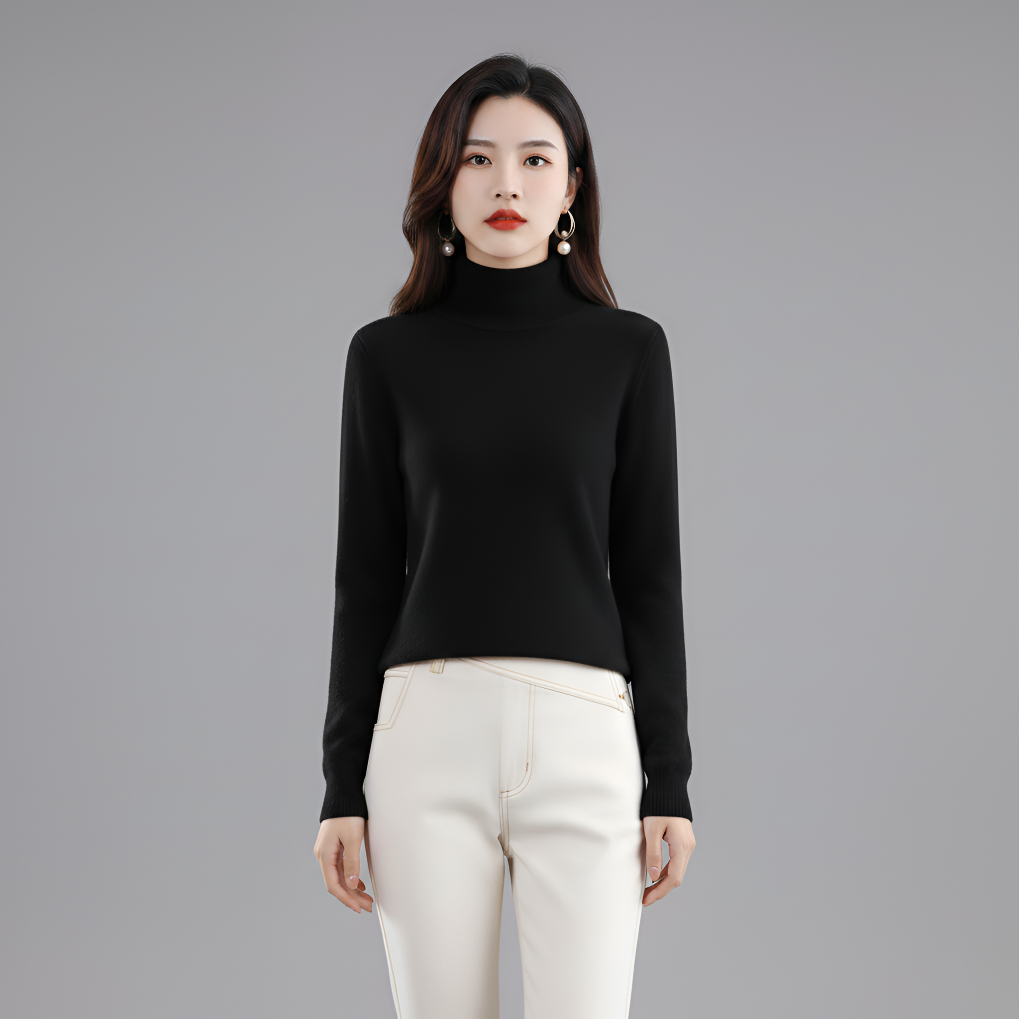 Jersey de cuello alto de cachemira de lujo para mujer - Elena