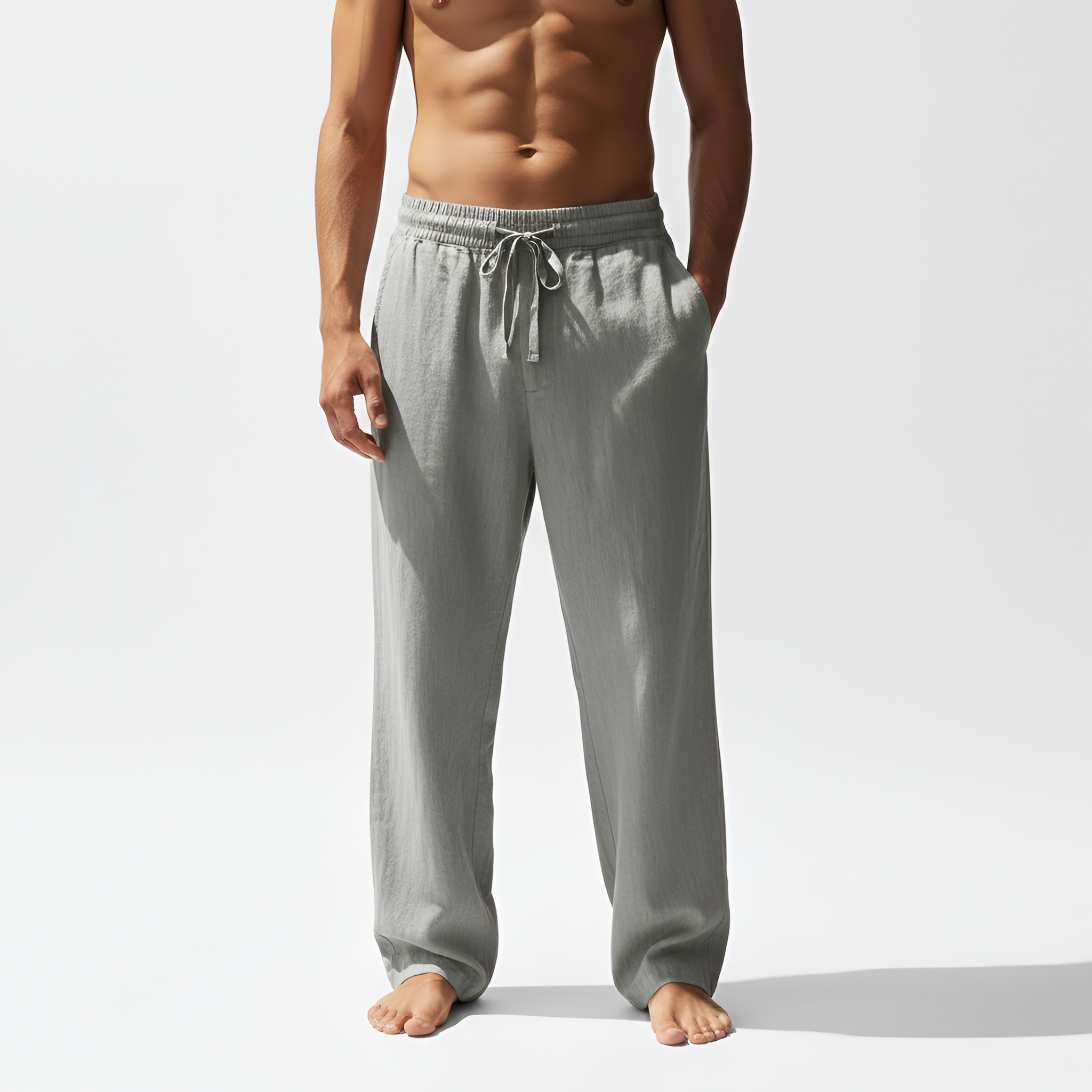 Herre hørbukser med elastisk talje og snøre – lette og afslappede sommerbukser