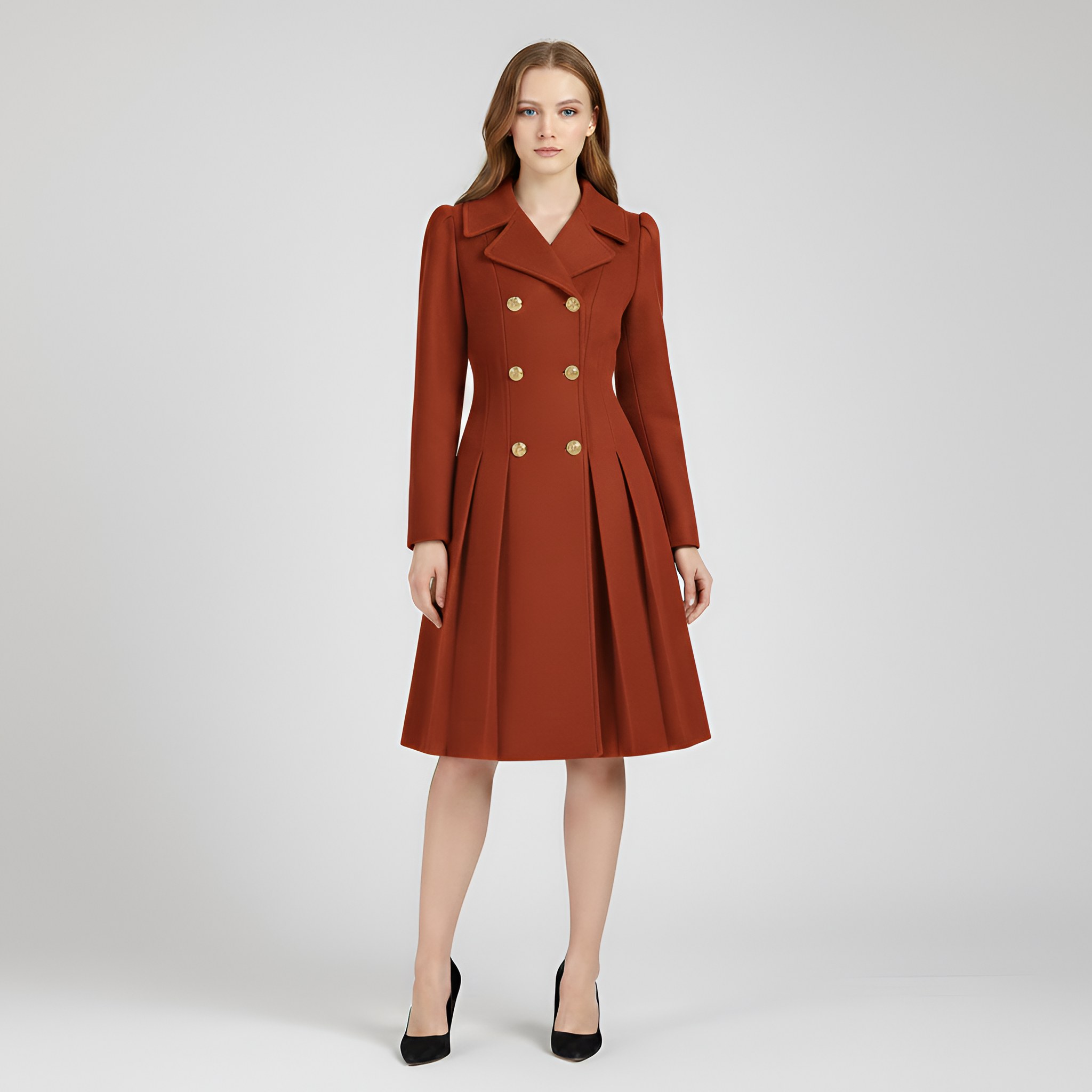 Dame trenchcoat med bælte og dobbeltknaplukning