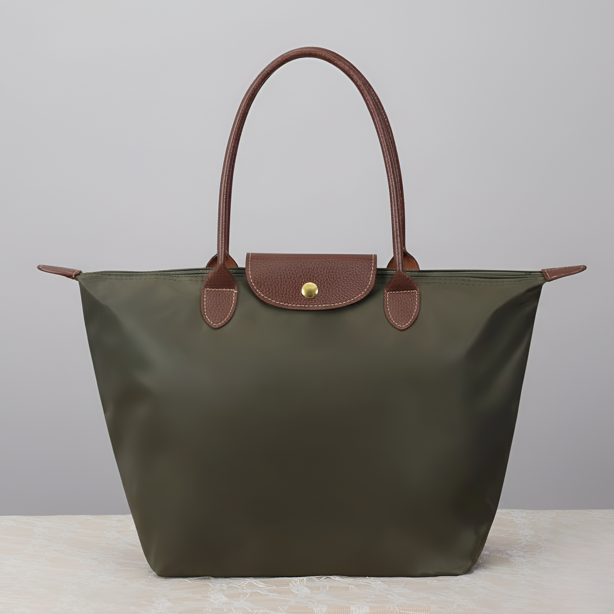 Geantă de cumpărături pentru doamne din nailon cu mânere din piele