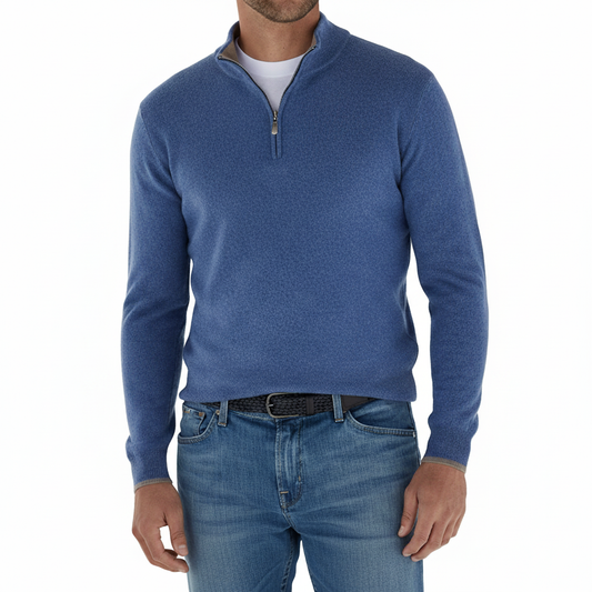 Herretrøje med høj krave og kort lynlås