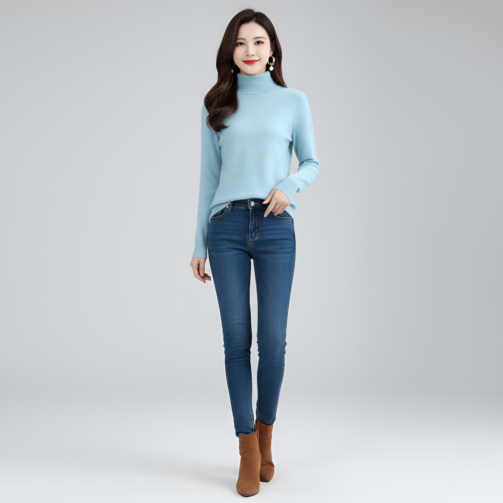 Jersey de cuello alto de cachemira de lujo para mujer - Elena