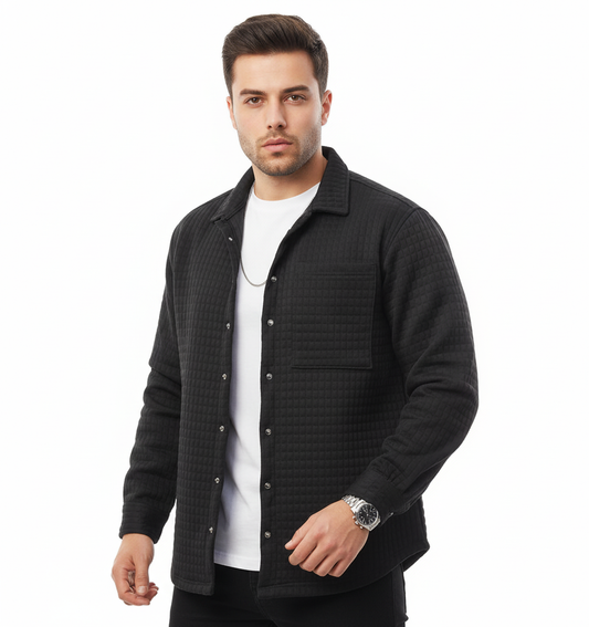 Herre skjortejakke med tekstur, brystlommer og knaplukning