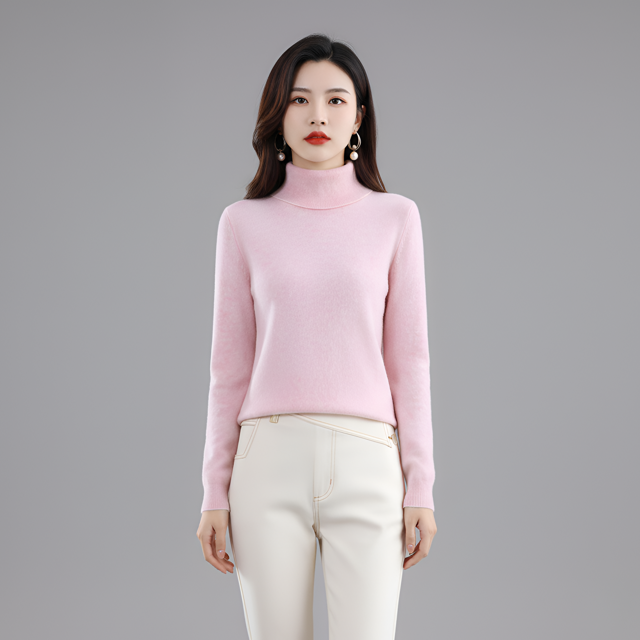 Jersey de cuello alto de cachemira de lujo para mujer - Elena