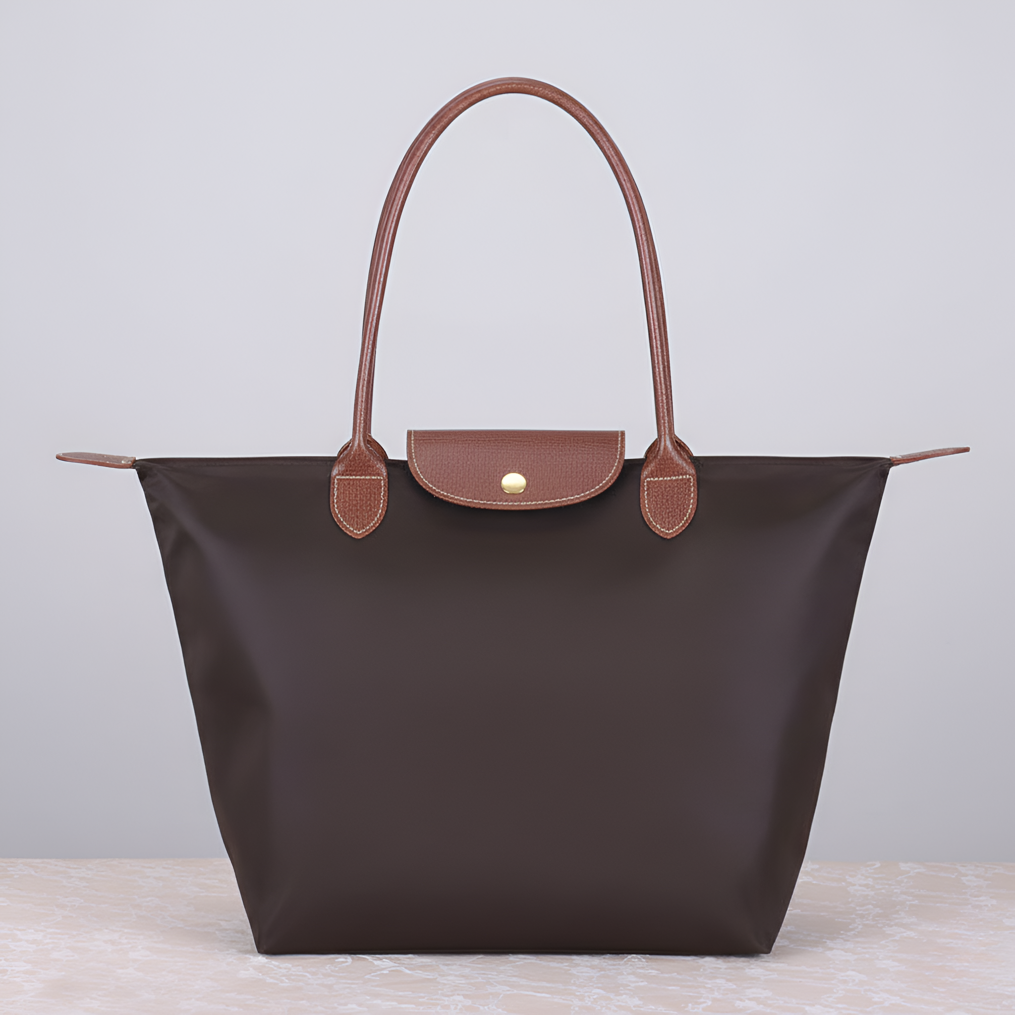 Geantă de cumpărături pentru doamne din nailon cu mânere din piele