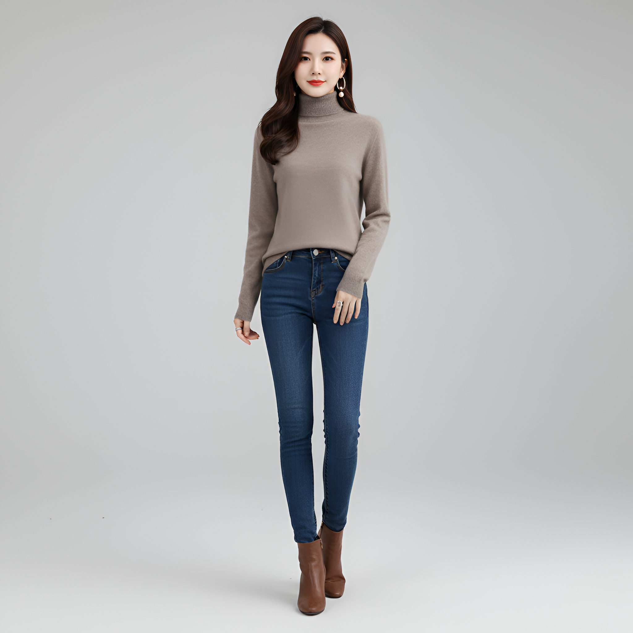 Jersey de cuello alto de cachemira de lujo para mujer - Elena