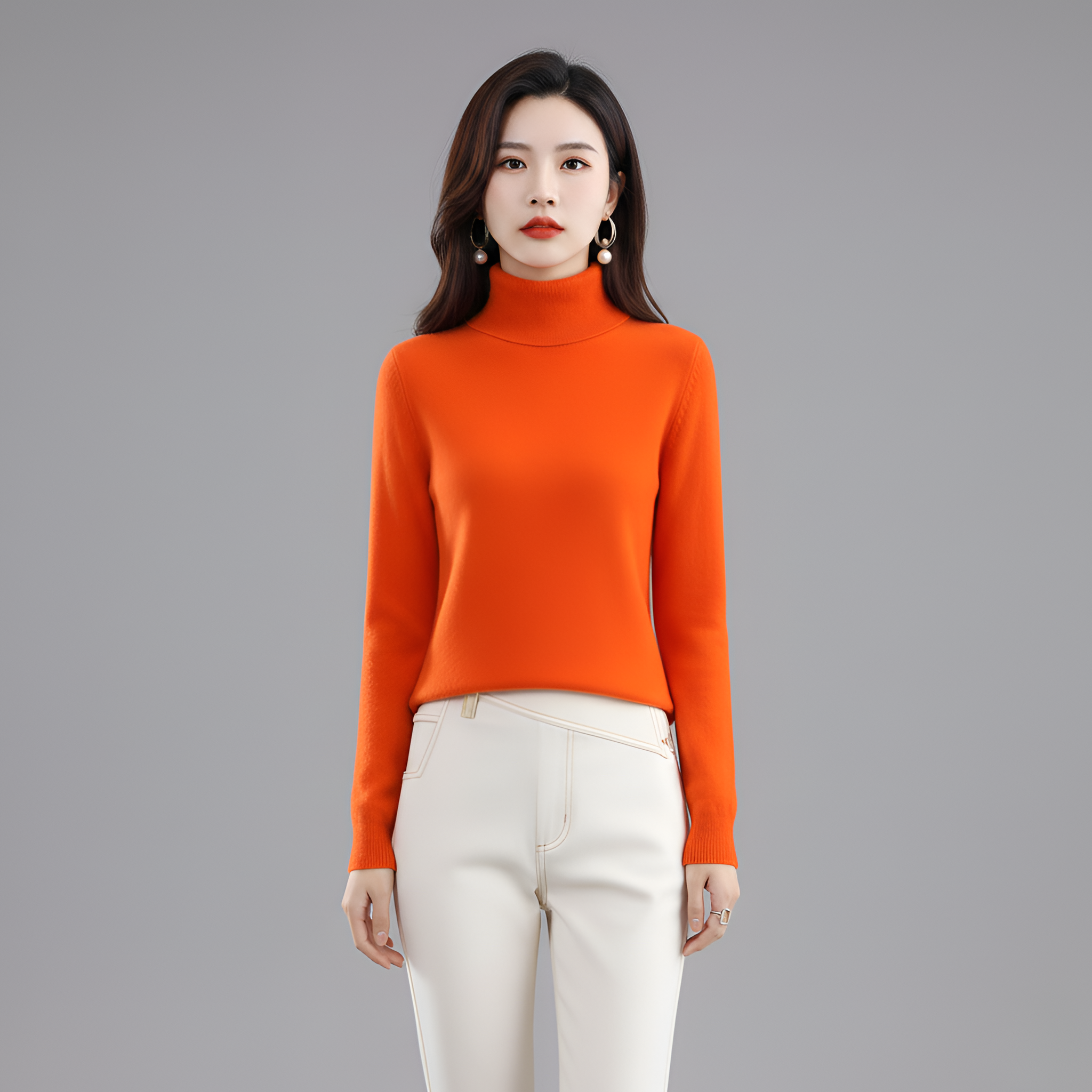 Jersey de cuello alto de cachemira de lujo para mujer - Elena