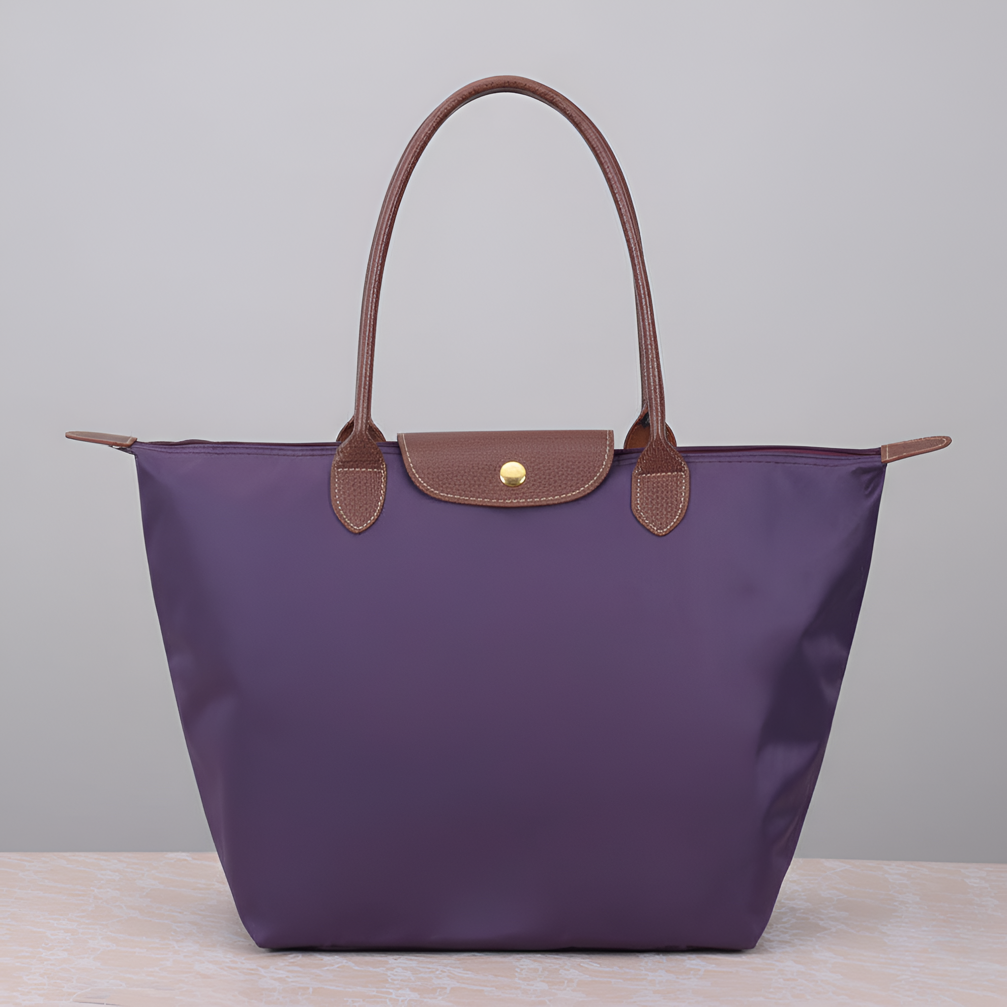 Geantă de cumpărături pentru doamne din nailon cu mânere din piele