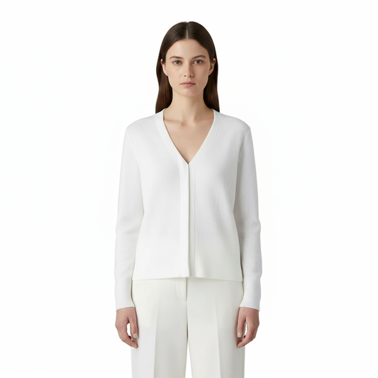Cardigan med lynlås og V-udskæring til damer