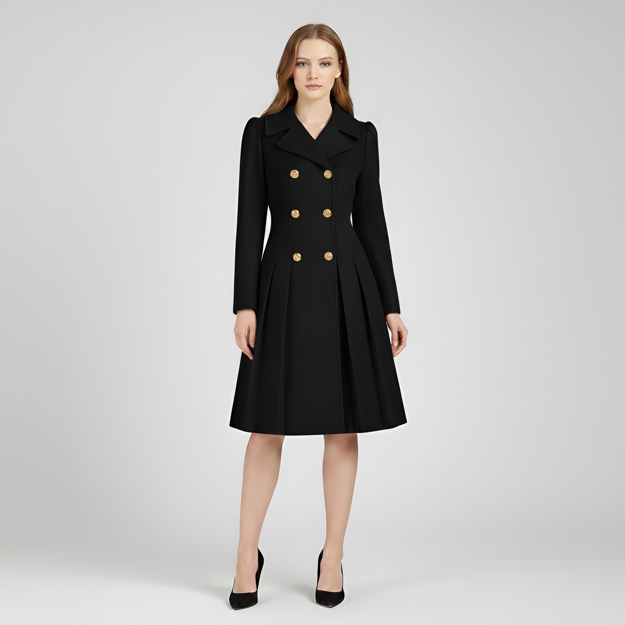 Dame trenchcoat med bælte og dobbeltknaplukning