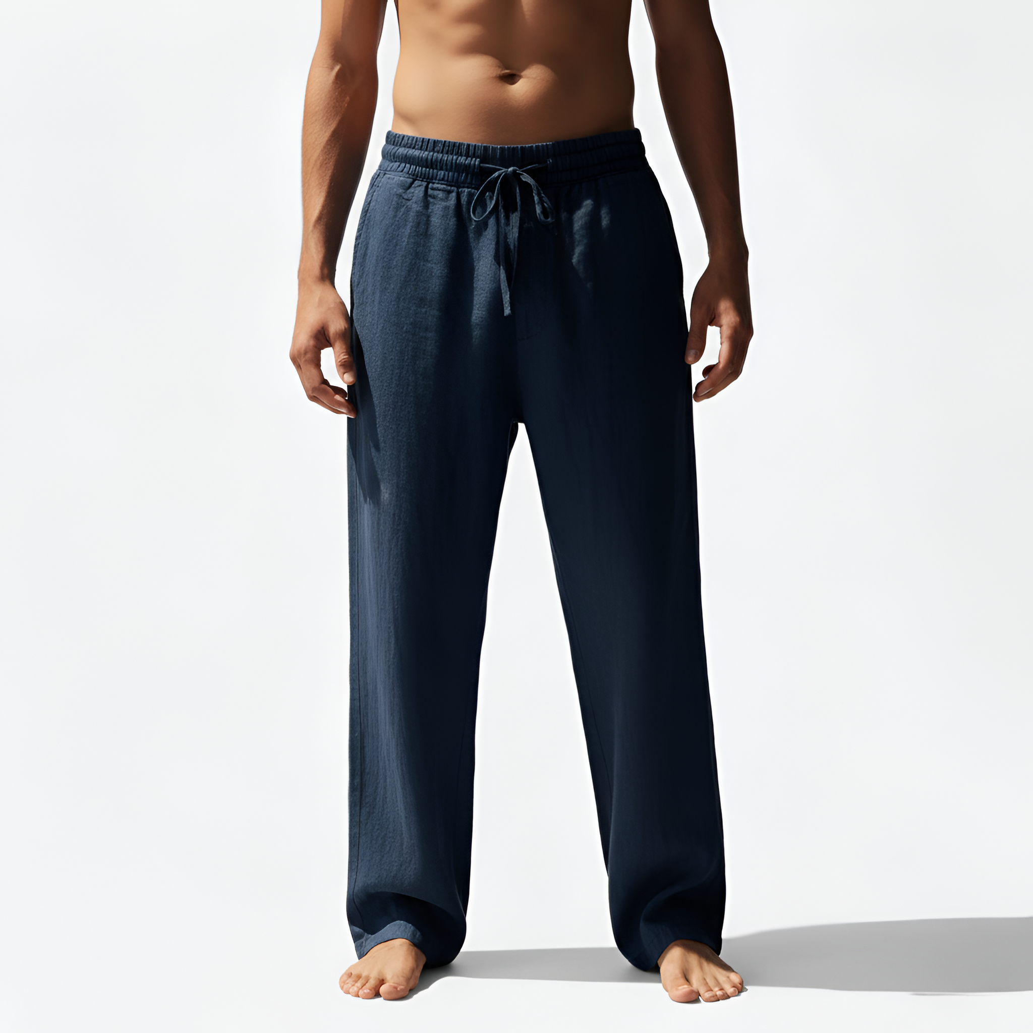 Herre hørbukser med elastisk talje og snøre – lette og afslappede sommerbukser