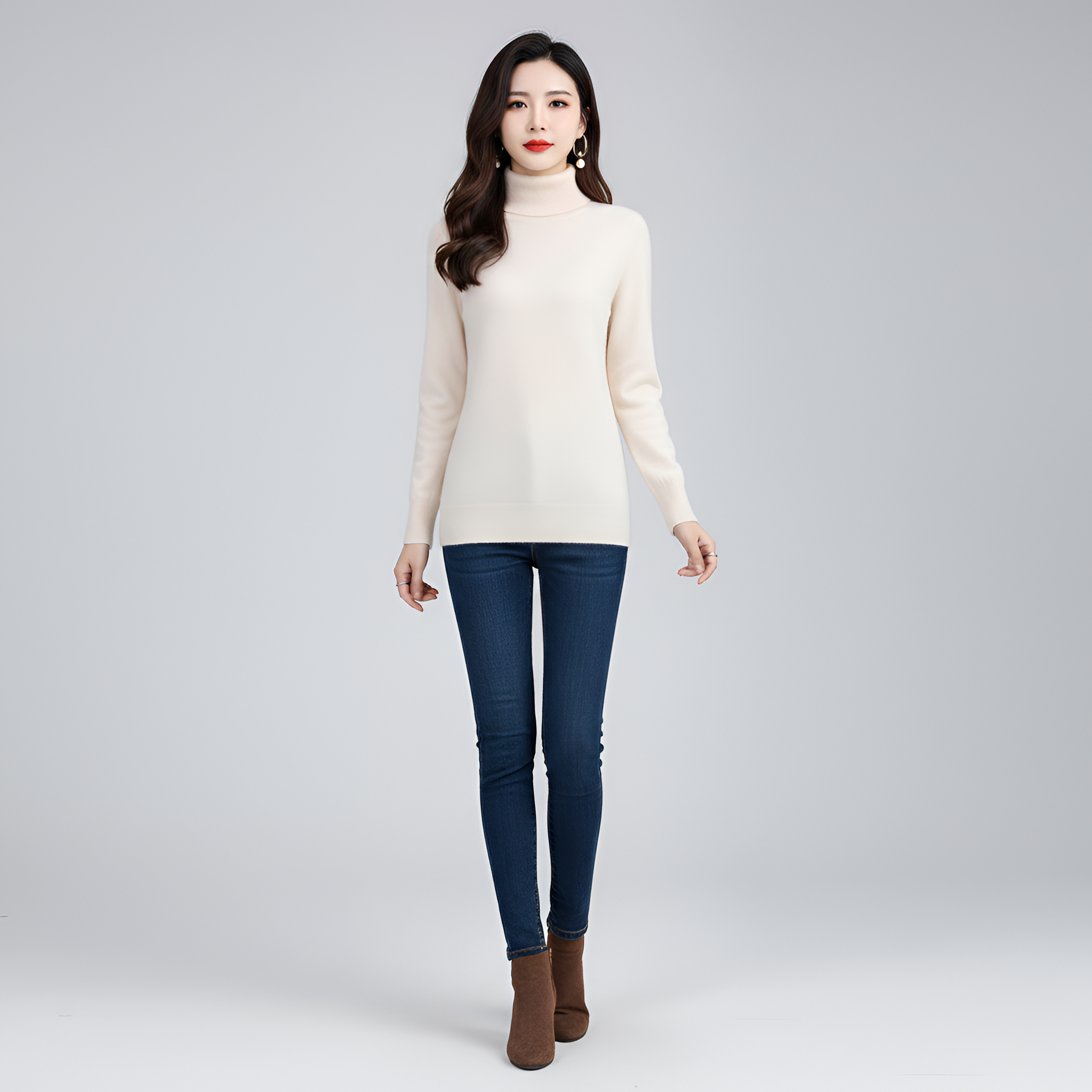 Jersey de cuello alto de cachemira de lujo para mujer - Elena