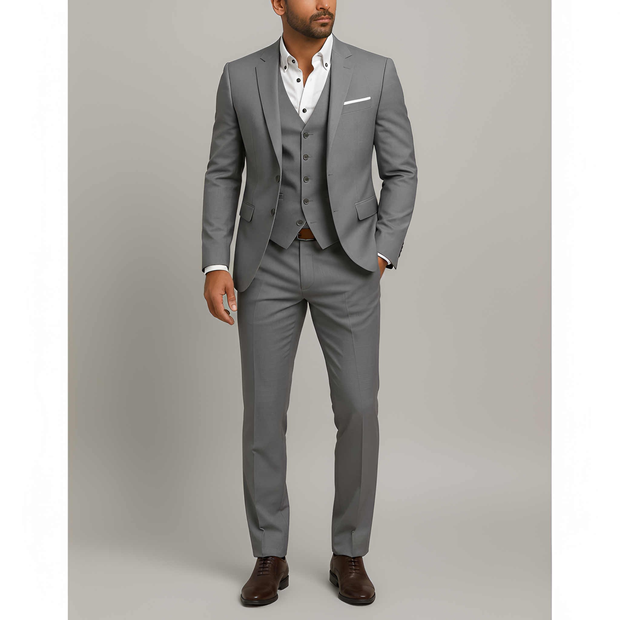 Tredelt herre jakkesæt slim fit med blazer vest og bukser