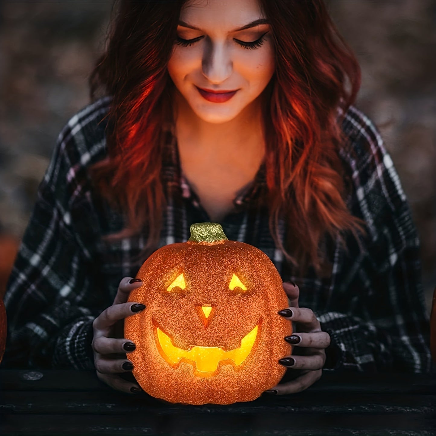 Lysende Halloween-græskar - Jack O'Lantern-dekoration med batteridrift