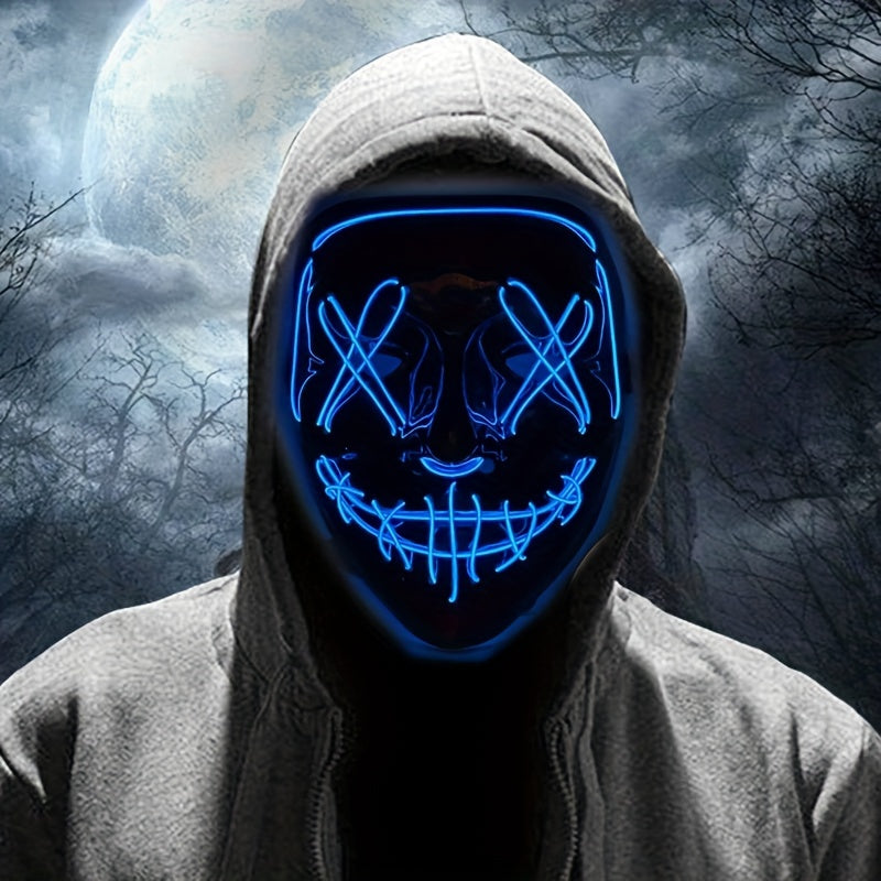 LED-halloweenmaske - anonymt design med rød glød