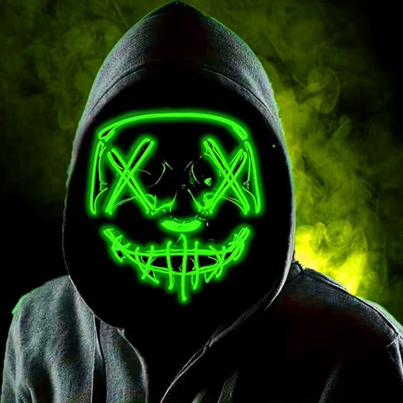 LED-halloweenmaske - anonymt design med rød glød