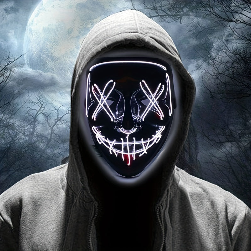 LED-halloweenmaske - anonymt design med rød glød