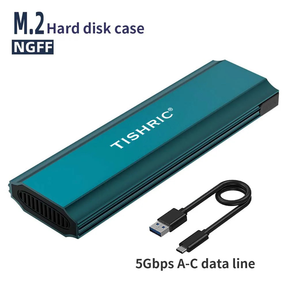 TISHRIC Eksternt SSD-kabinet til gaming, M.2 NVMe/NGFF, USB til Type-C (10Gbps/5Gbps)