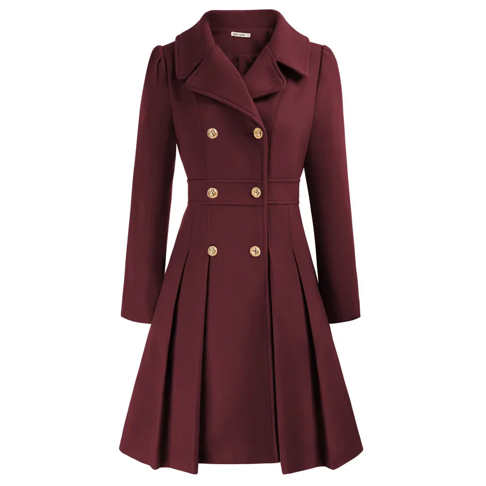 Grace - Damefrakke | Stilfuld A-line peacoat i uld