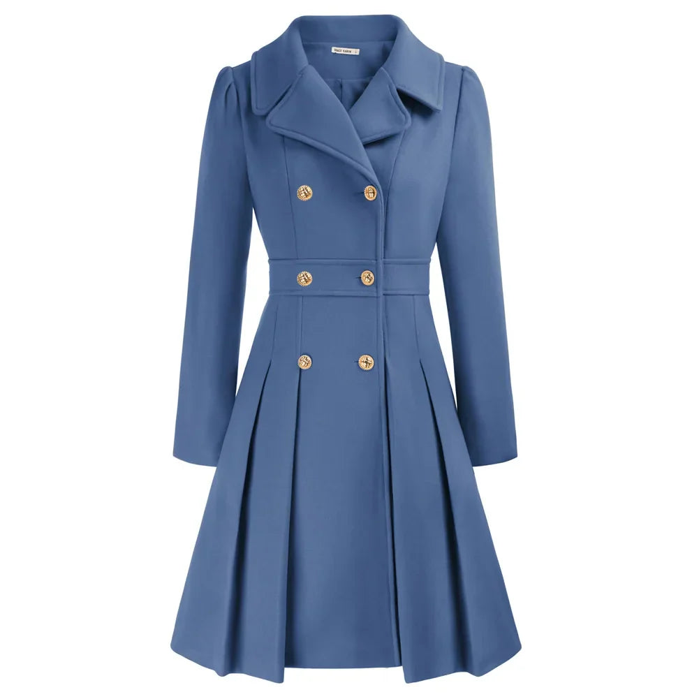 Grace - Damefrakke | Stilfuld A-line peacoat i uld