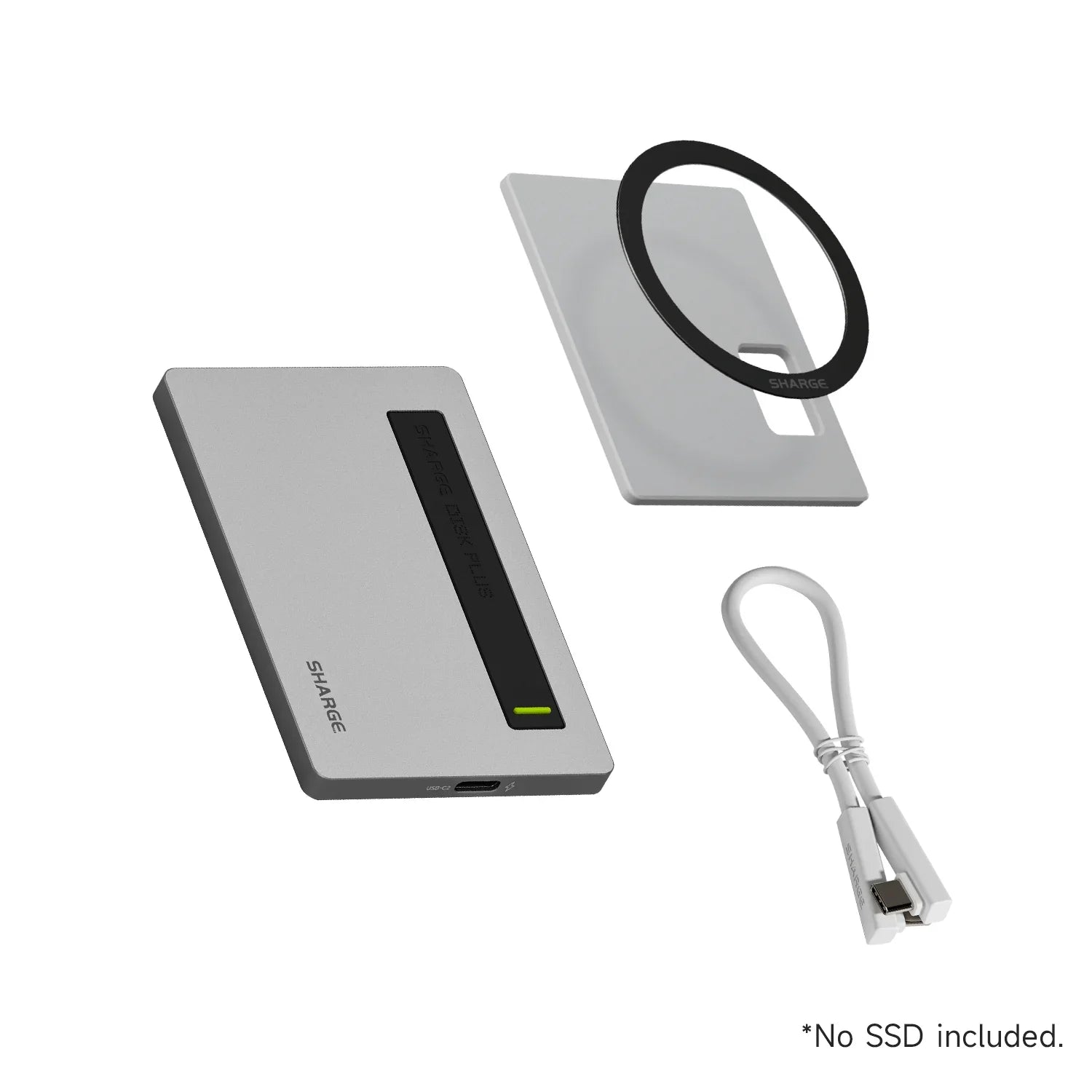 SHARGE Disk Plus M.2 NVMe SSD-kabinet 10Gbps USB-C 3.2 Gen2 (100W PD, kompakt eksternt SSD-kabinet)