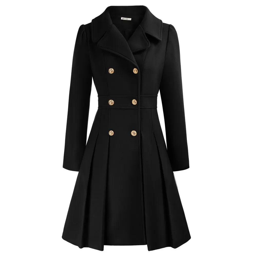 Grace - Damefrakke | Stilfuld A-line peacoat i uld