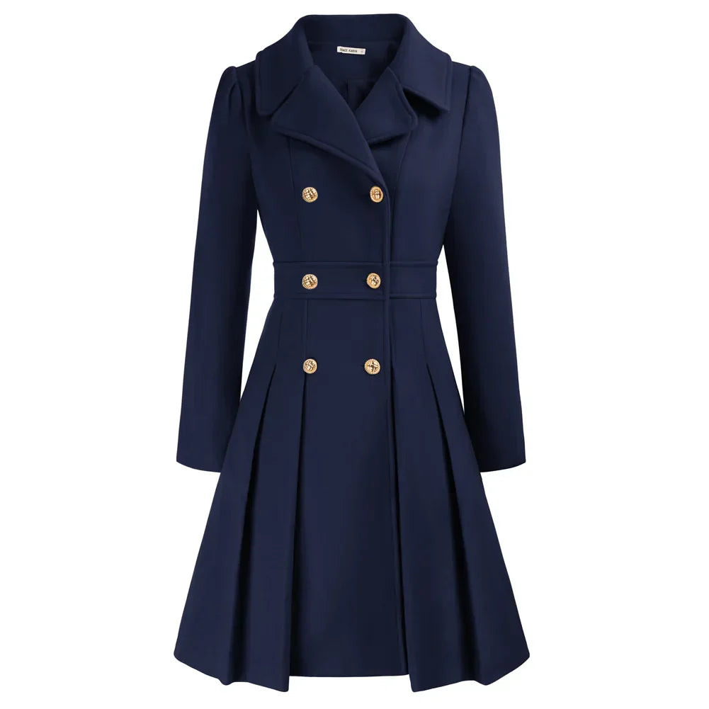 Grace - Damefrakke | Stilfuld A-line peacoat i uld