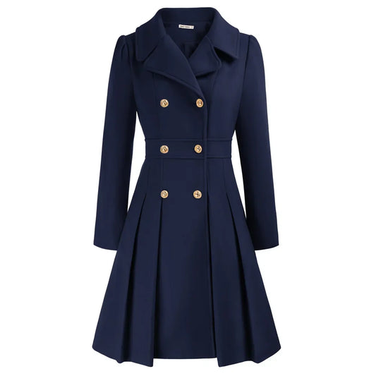 Grace - Damefrakke | Stilfuld A-line peacoat i uld