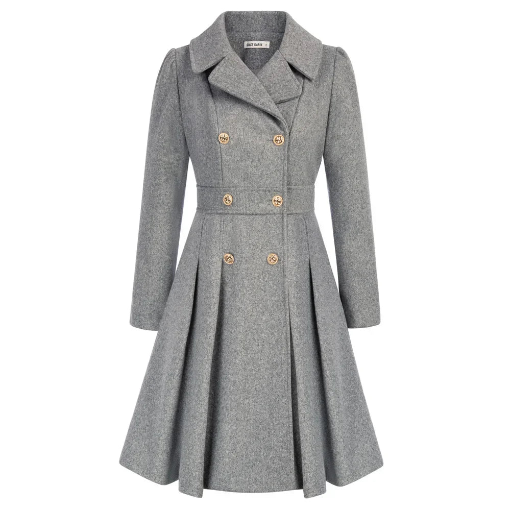 Grace - Damefrakke | Stilfuld A-line peacoat i uld