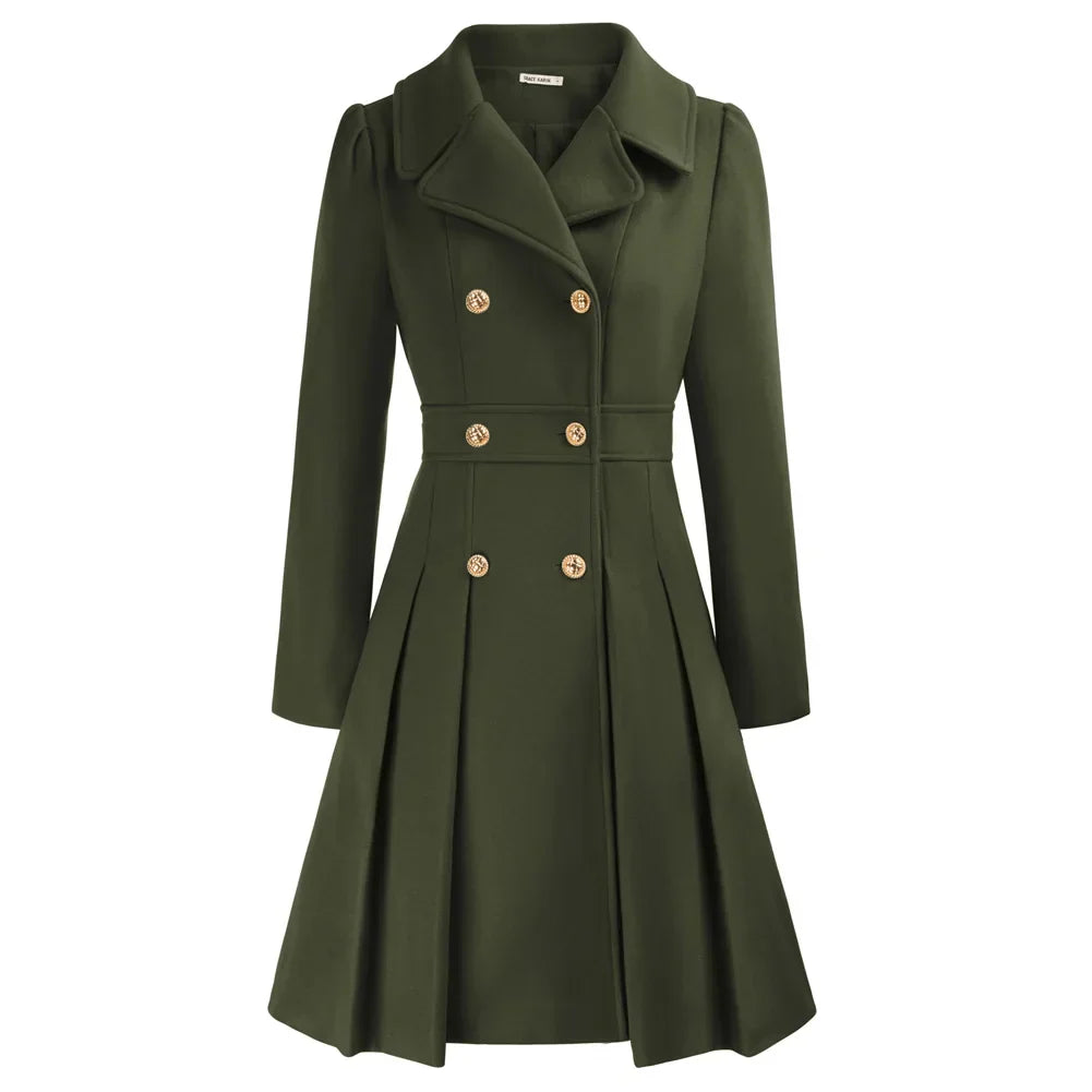Grace - Damefrakke | Stilfuld A-line peacoat i uld