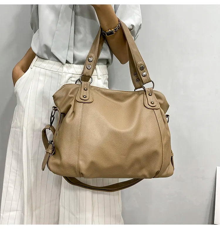 grand sac cabas pour les cours beige en cuir synthetique porte
