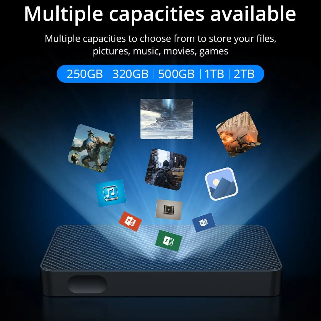 2.5" bærbar ekstern harddisk USB 3.0 (250 GB-1 TB, til pc, bærbar computer og spillekonsoller)